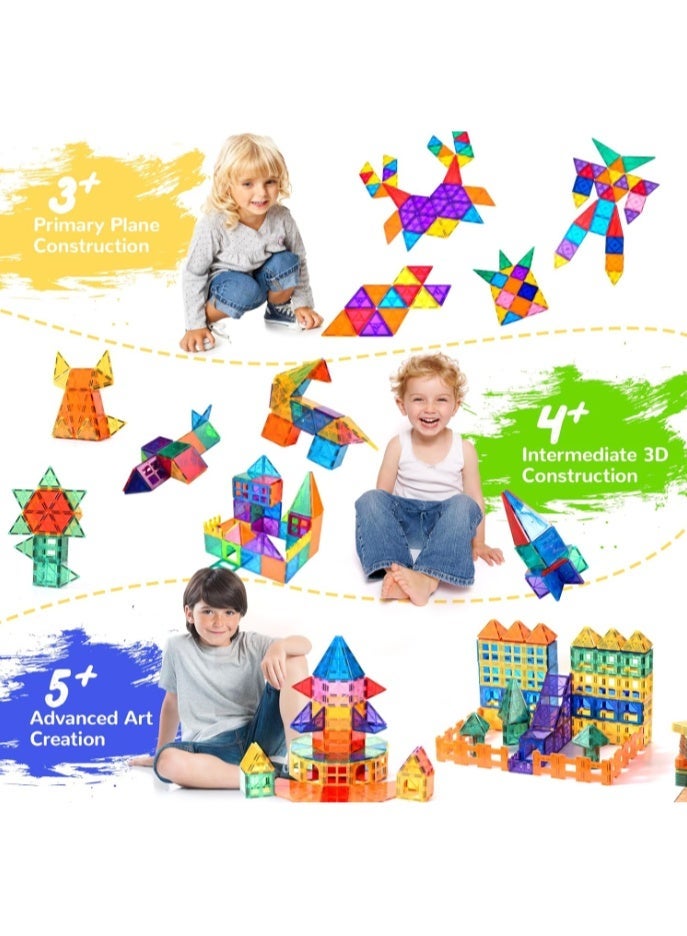 100 PCS Magnetic Tiles Building Blocks with 2 Cars, Stronger 3D Magnet Building Tiles Set Toys for Kids Ages 3 4 5 6 7 8 9, Magnet Building Set Gift for Boys Girls Educational Birthday Gifts - Image 4